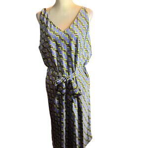 Wildfang The Empower Satin Slip Dress, Geometric Retro Print, Size XL, NWT